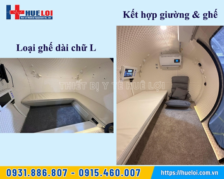 bên trong khoang của buồng oxy cao áp