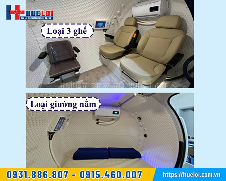 các lựa chọn dạng ghế hoặc dạng nằm của buồng oxy cao áp
