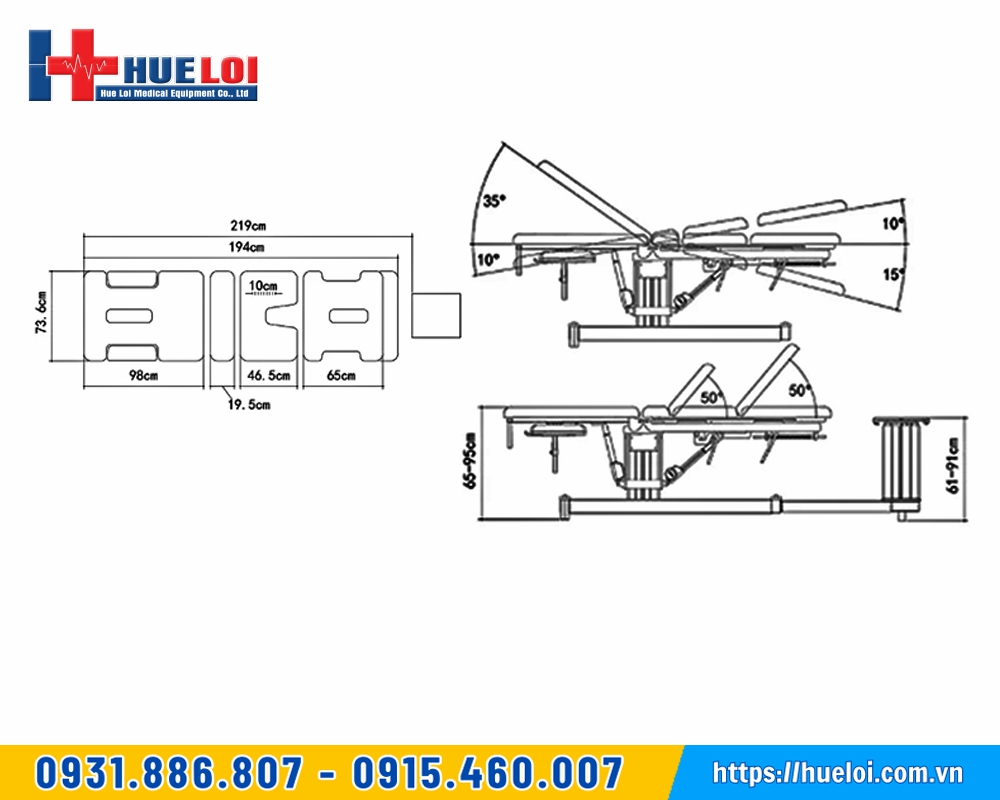 thông số Bàn kéo giãn cột sống điện ELT042