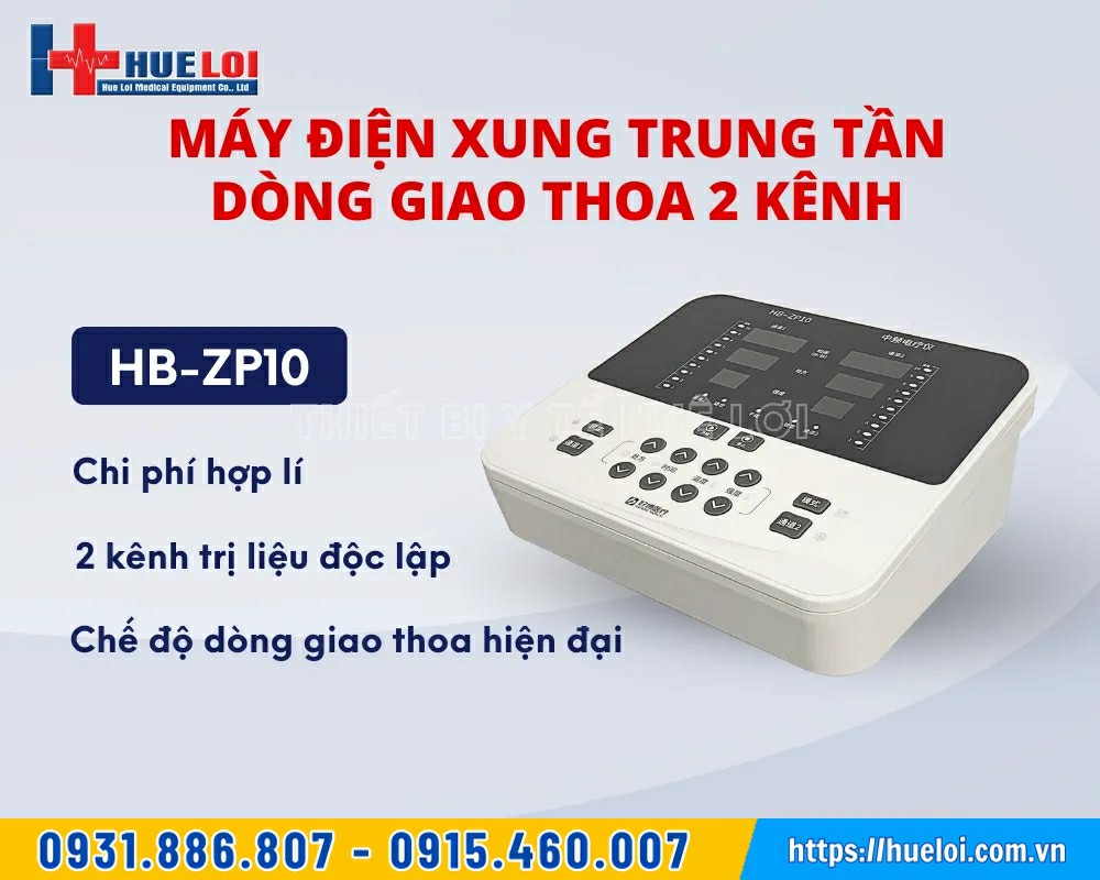 máy điện xung trung tần giao thoa 2 kênh HB-ZP10
