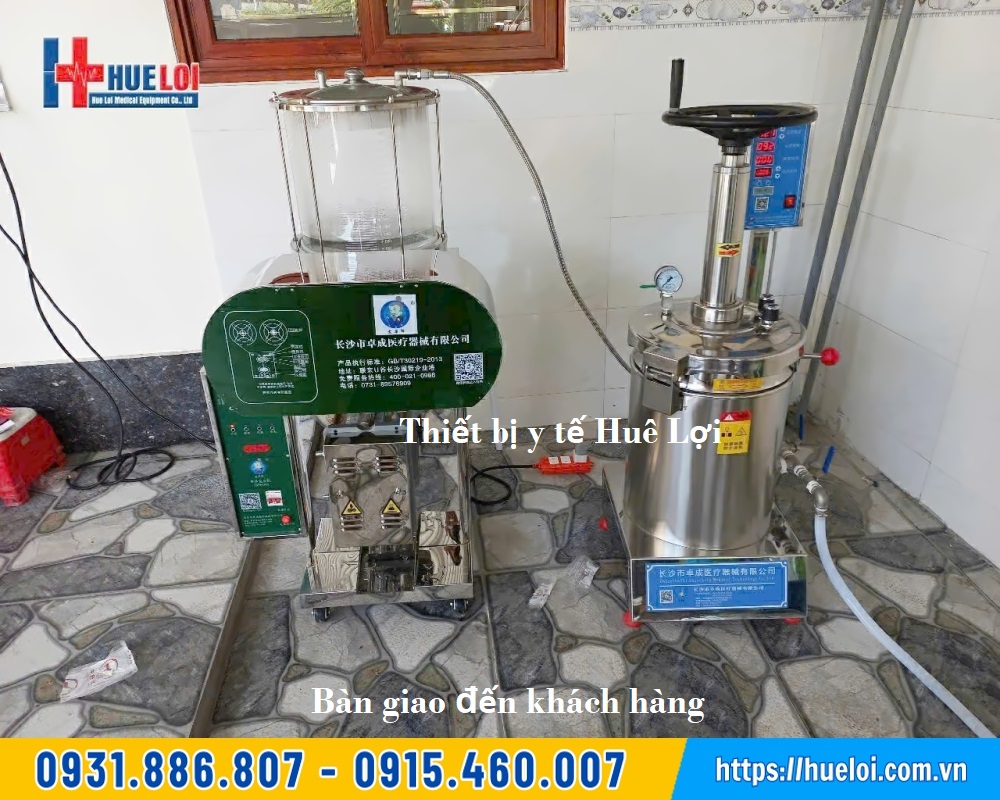 combo máy sắc thuốc áp suất cao và máy đóng túi tự động