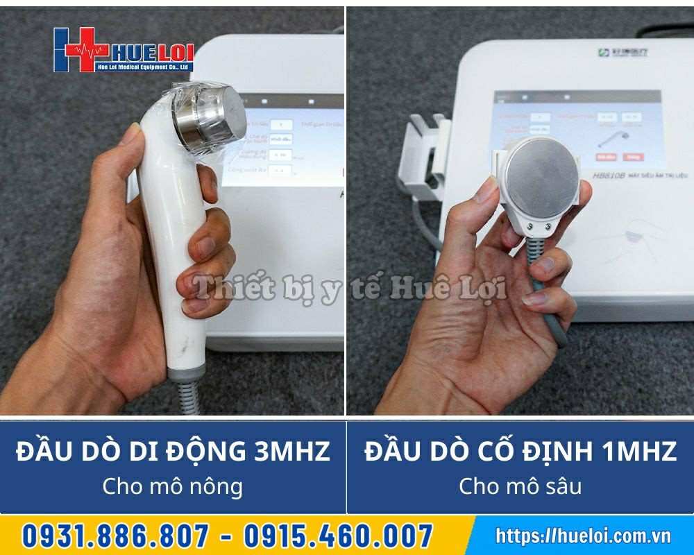 2 đầu dò của máy siêu âm trị liệu haobro