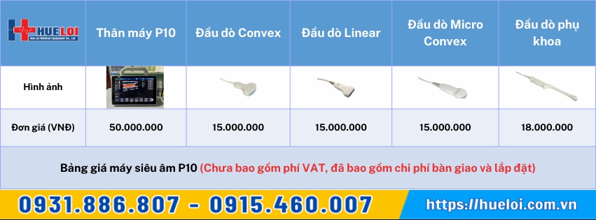 bảng giá máy siêu âm màu P10
