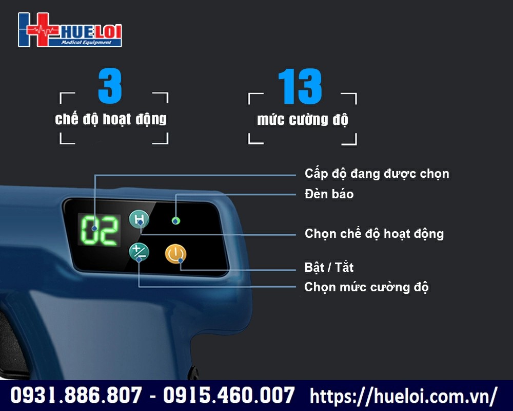 súng bấm huyệt có hệ thống tản nhiệt thông minh