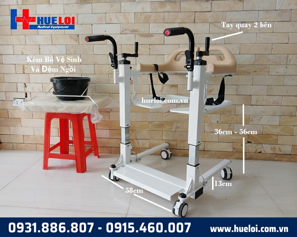 kích thước xe lăn nâng hạ người bệnh